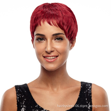 Noble Synthetic Short Wigs High Temperature Fiber 8 Inch Full Machine Made Wigs For Black Women 2 Colors Choice Heat Resistant